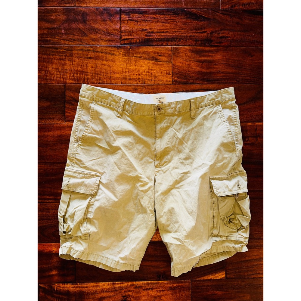 Dockers‎ Cargo Shorts Mens 38 Khaki Tan Excellent Cotton Multi-Pocket Twill